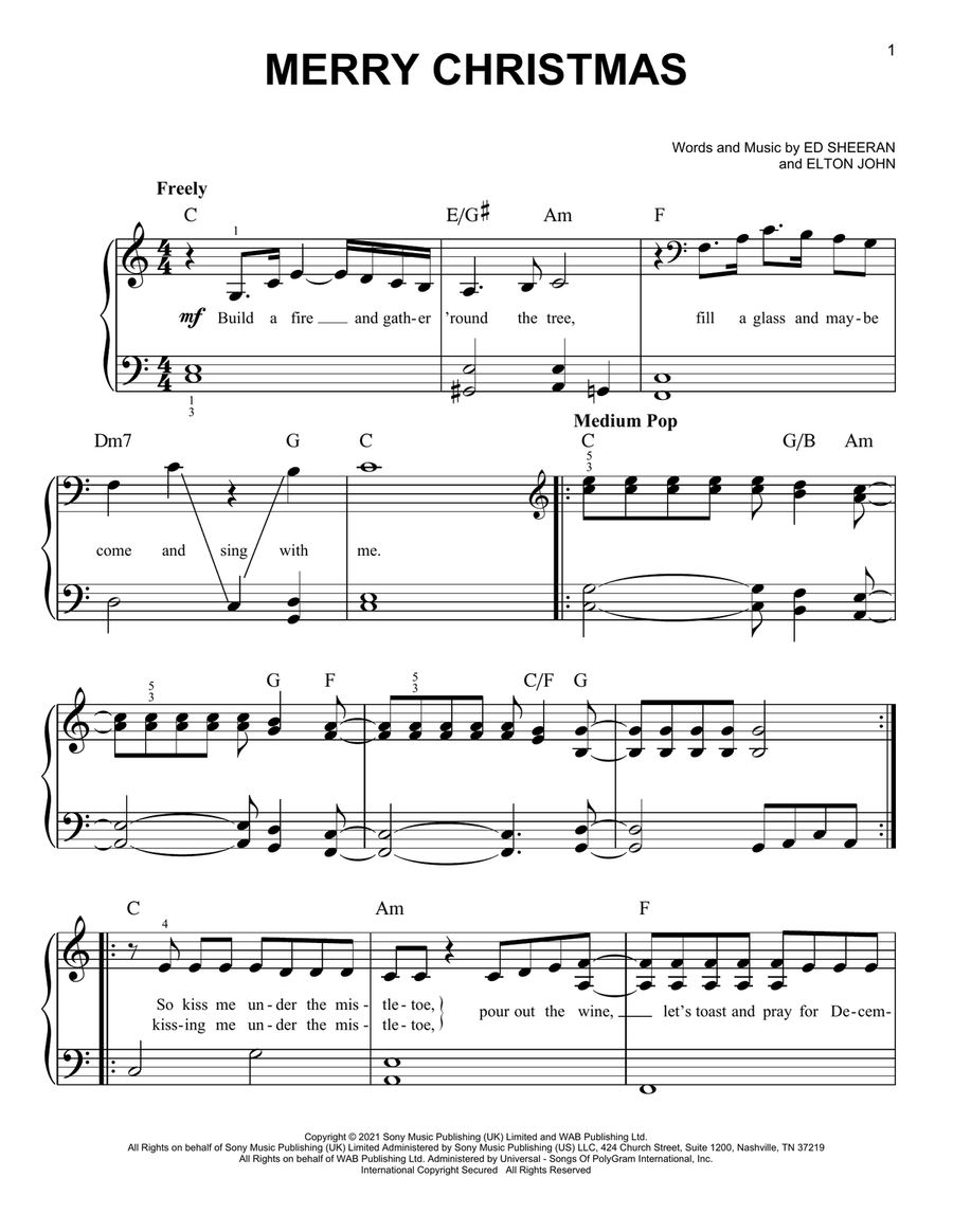 Merry Christmas Easy Piano scores gallery preview page 1