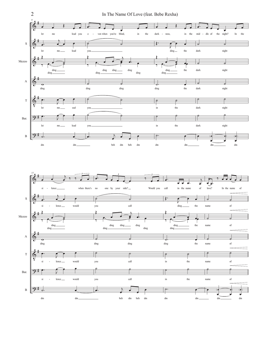In The Name Of Love (feat. Bebe Rexha) 4-Part scores gallery preview page 2