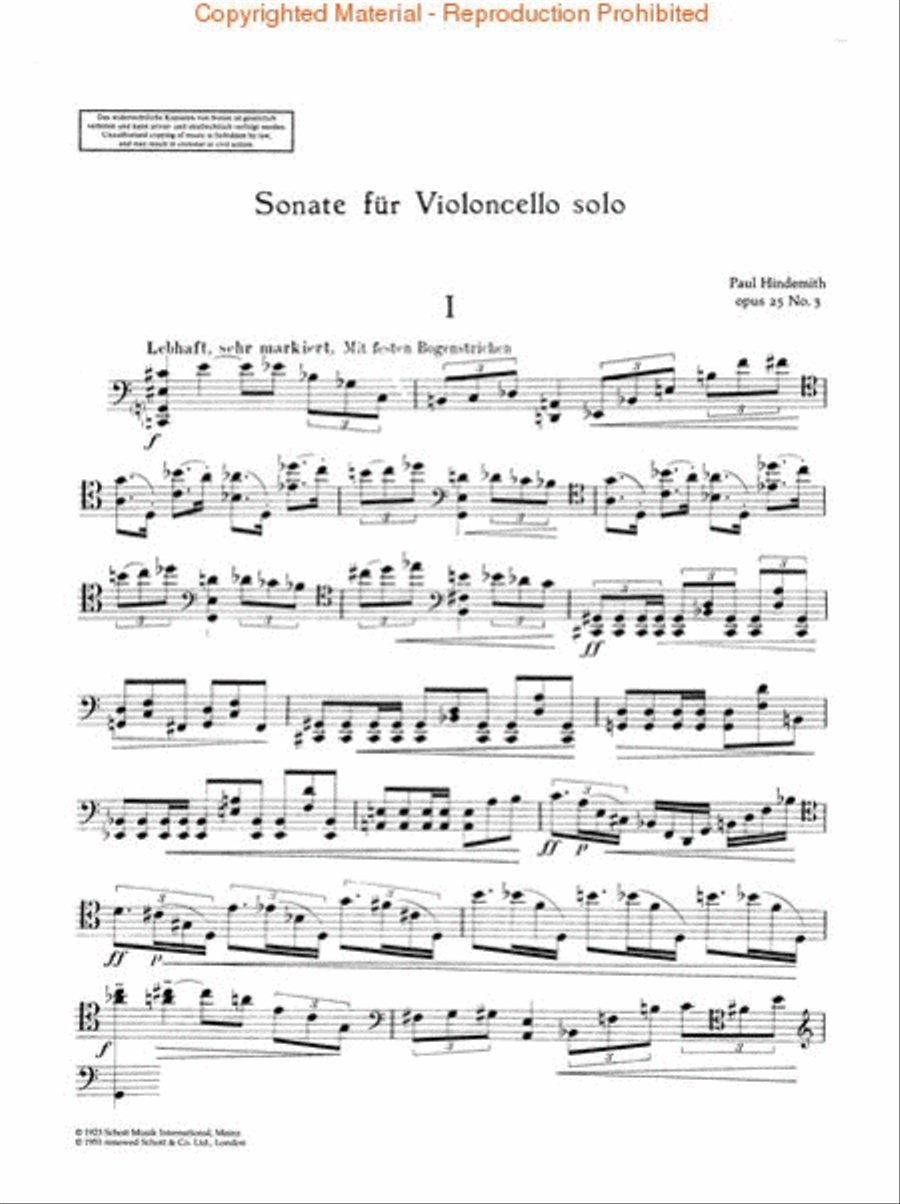 Sonata, Op. 25, No. 3 (1922) Cello Solo scores gallery preview page 2