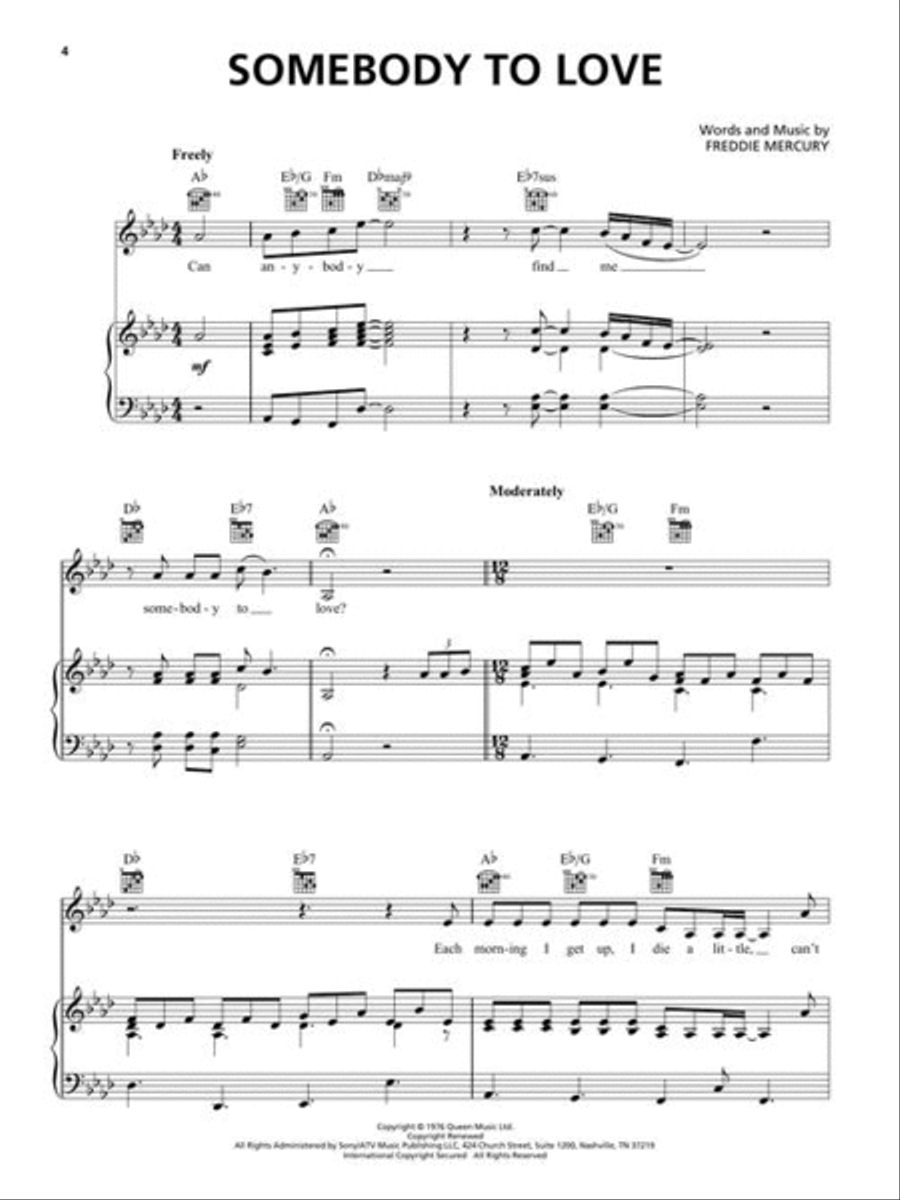 Bohemian Rhapsody Piano, Vocal, Guitar scores gallery preview page 5