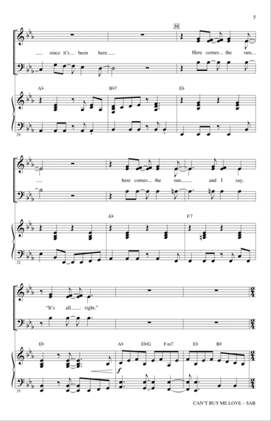 Can't Buy Me Love (Medley of Hits by The Beatles) (arr. Audrey Snyder) 3-Part scores gallery preview page 4