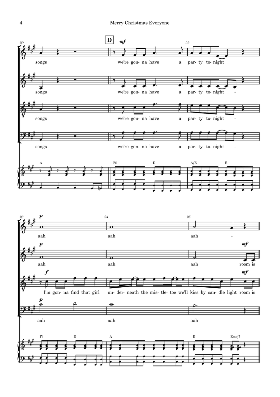 Merry Christmas Everyone 4-Part scores gallery preview page 4