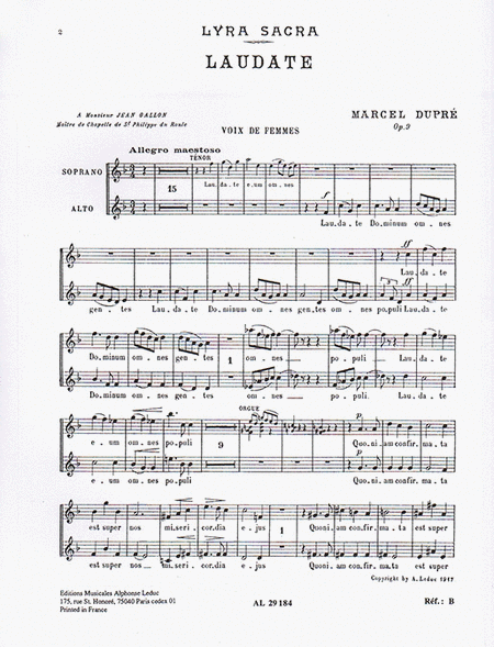 Laudate Dominum Op. 9 No.4 (sa Chorus Parts)