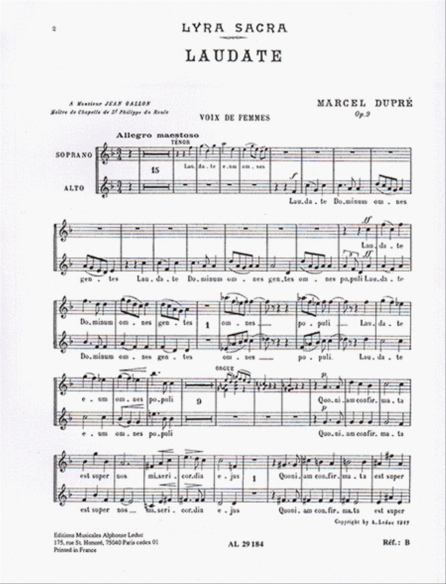 Laudate Dominum Op. 9 No.4 (sa Chorus Parts) SA scores gallery preview page 1