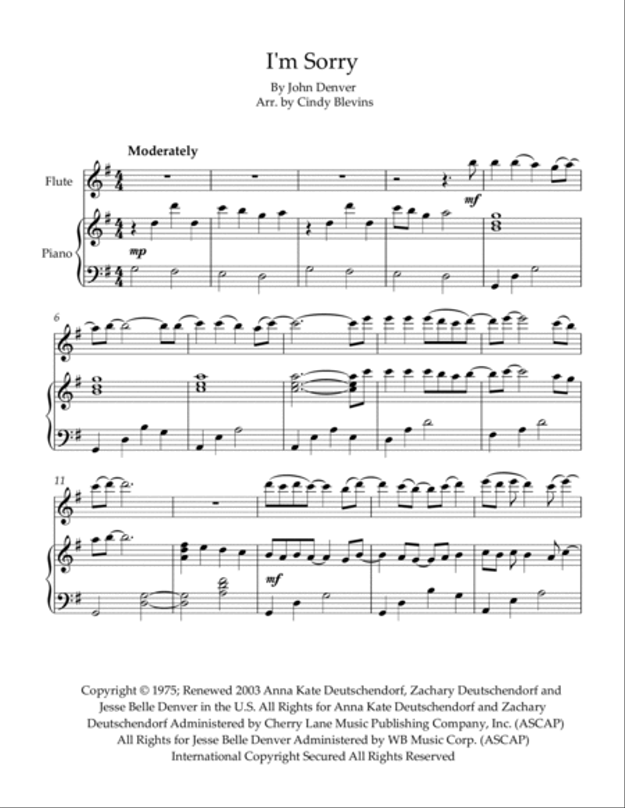 I'm Sorry Flute Solo scores gallery preview page 2