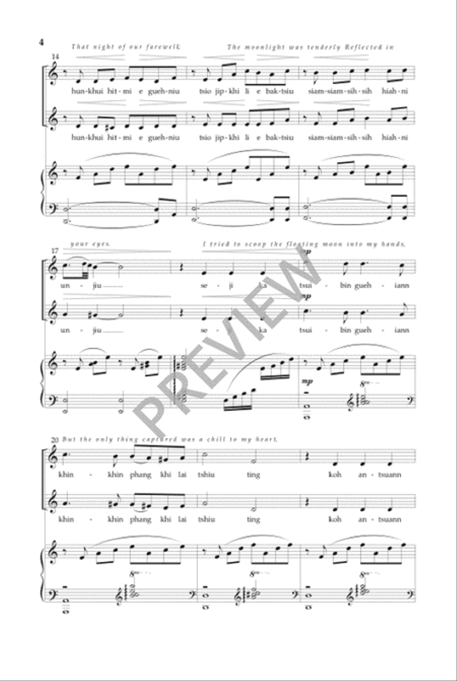 Floating Moon on the Water (SATB) 4-Part scores gallery preview page 5