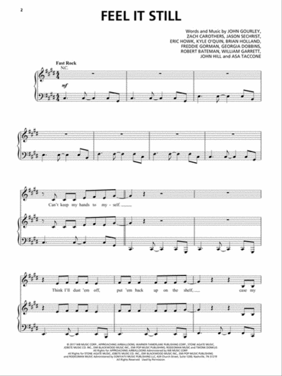 Feel It Still Piano, Vocal, Guitar scores gallery preview page 2
