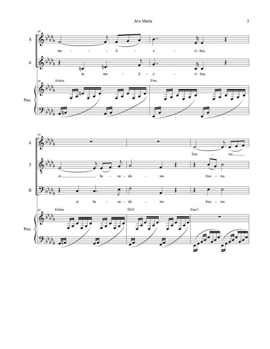 Ave Maria (SATB - Medium/Low Key) 4-Part scores gallery preview page 3