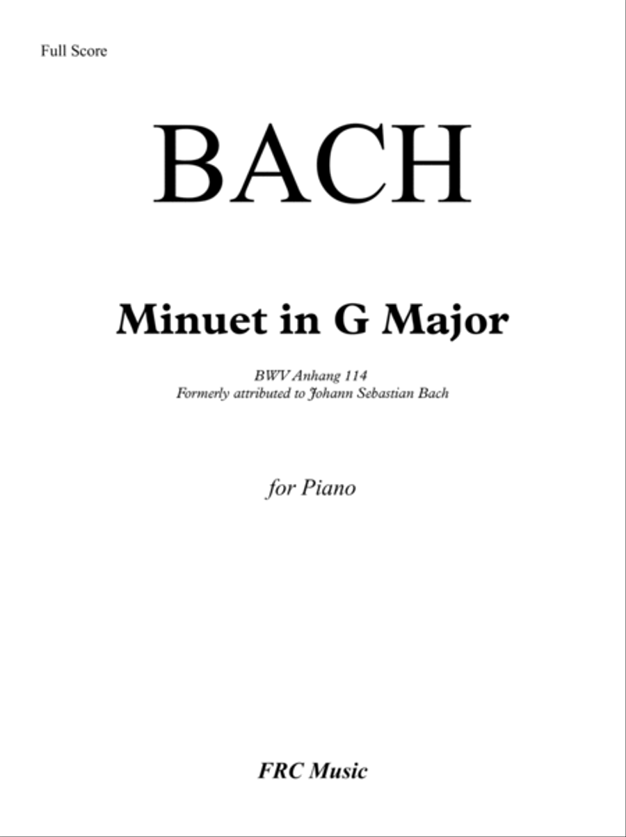 Minuet in G Major - BWV Anhang 114 - for Piano Harpsichord scores gallery preview page 2