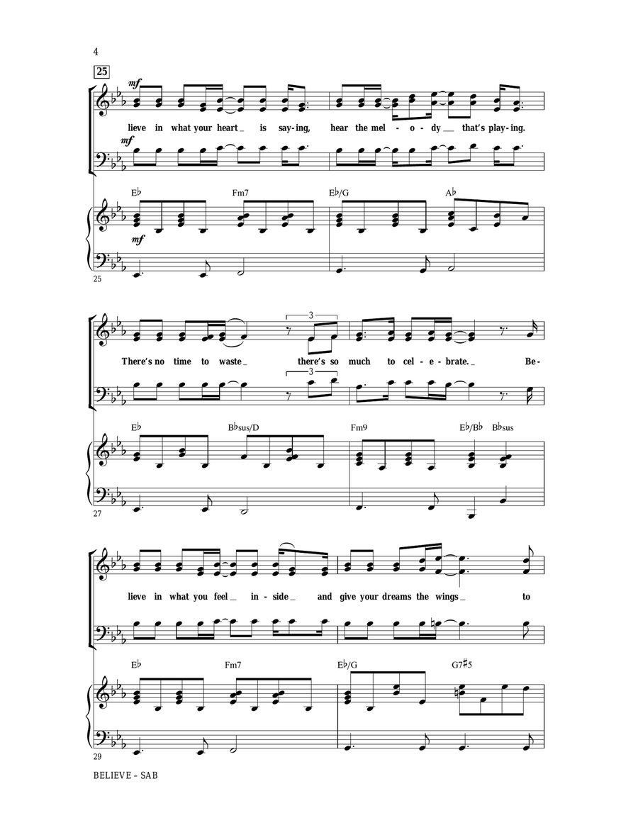 Believe (from The Polar Express) (arr. Mac Huff) 3-Part scores gallery preview page 4