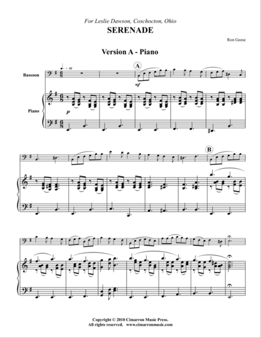 Serenade Bassoon Solo scores gallery preview page 1