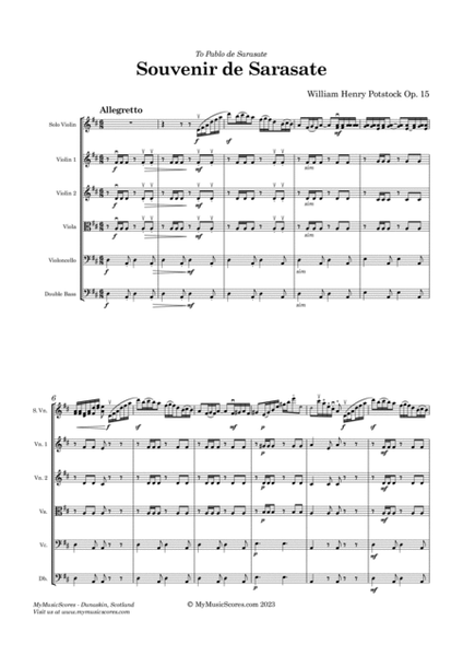 Potstock Souvenir de Sarasate Op 15 for Violin and String Orchestra image number null