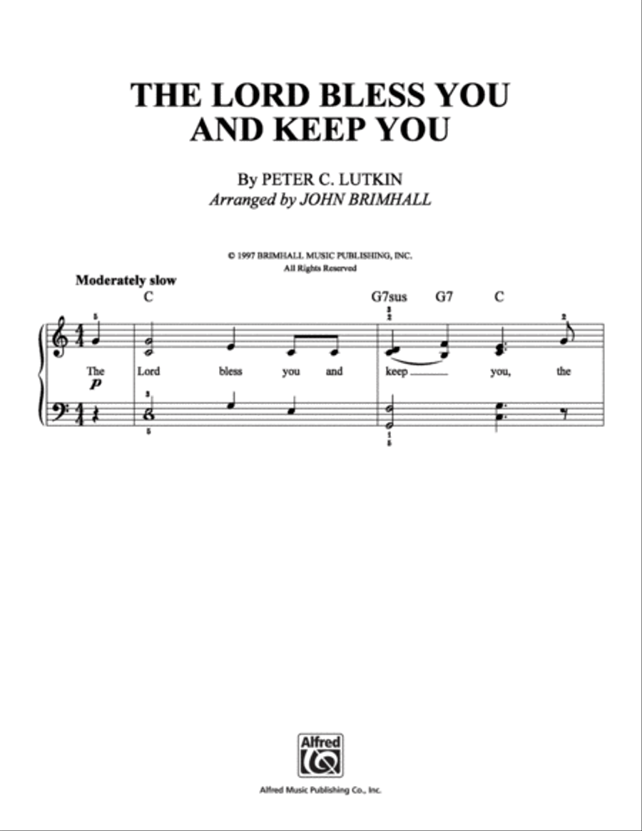 The Lord Bless You and Keep You Easy Piano scores gallery preview page 1