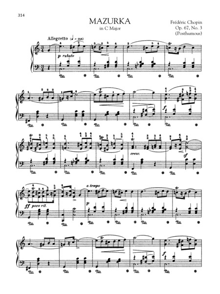 Mazurka in C Major, Op. 67, No. 3 (Posthumous)