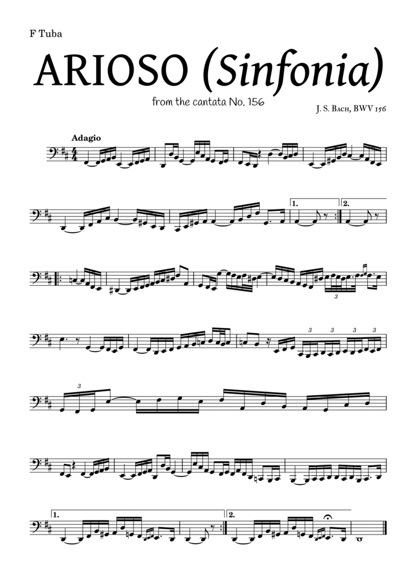 ARIOSO, by J. S. Bach (sinfonia) - for F Tuba and accompaniment image number null