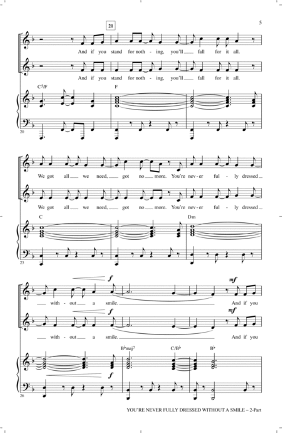 You're Never Fully Dressed Without A Smile (2014 Film Version) (arr. Mark Brymer) 2-Part scores gallery preview page 3