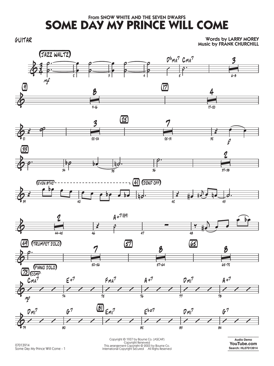 Some Day My Prince Will Come (arr. Chuck Israels) - Guitar
