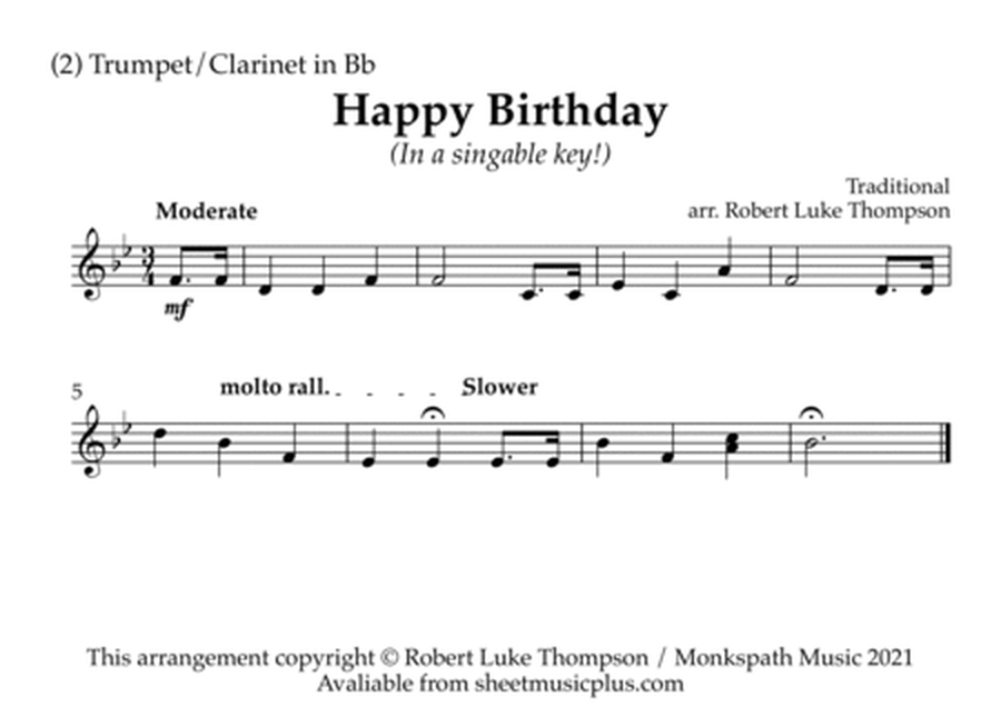 Happy Birthday (in a singable key!) for Concert or Wind Band Instruments image number null