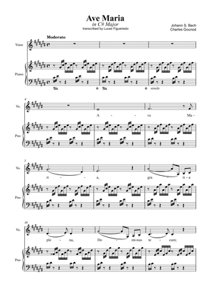 Ave Maria (Bach-Gounod) in C# Major for Piano and Voice