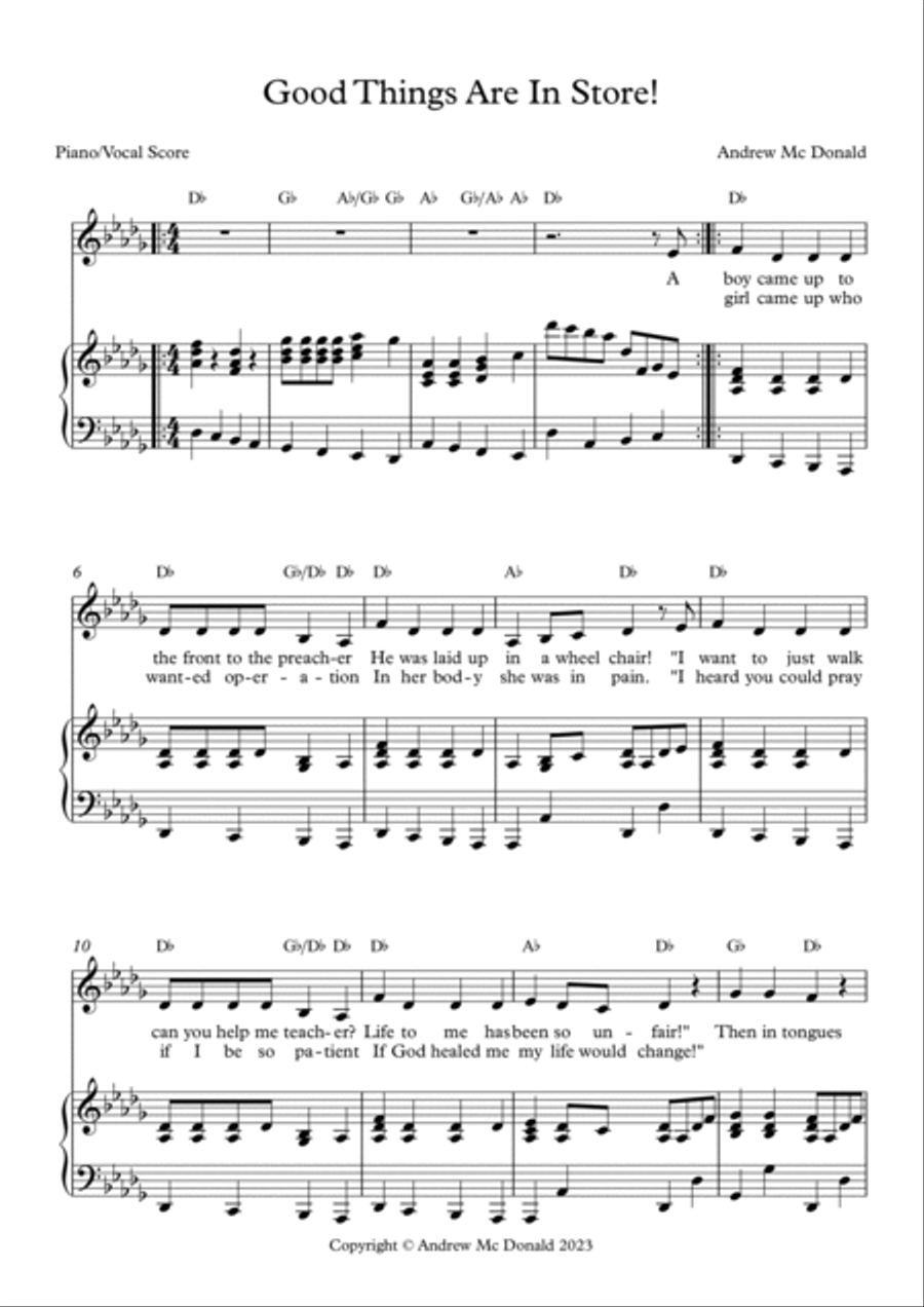 Good Things Are In Store! Piano, Vocal, Guitar scores gallery preview page 2