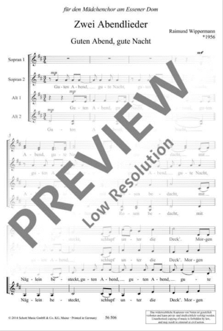 Zwei Abendlieder A Cappella scores gallery preview page 4