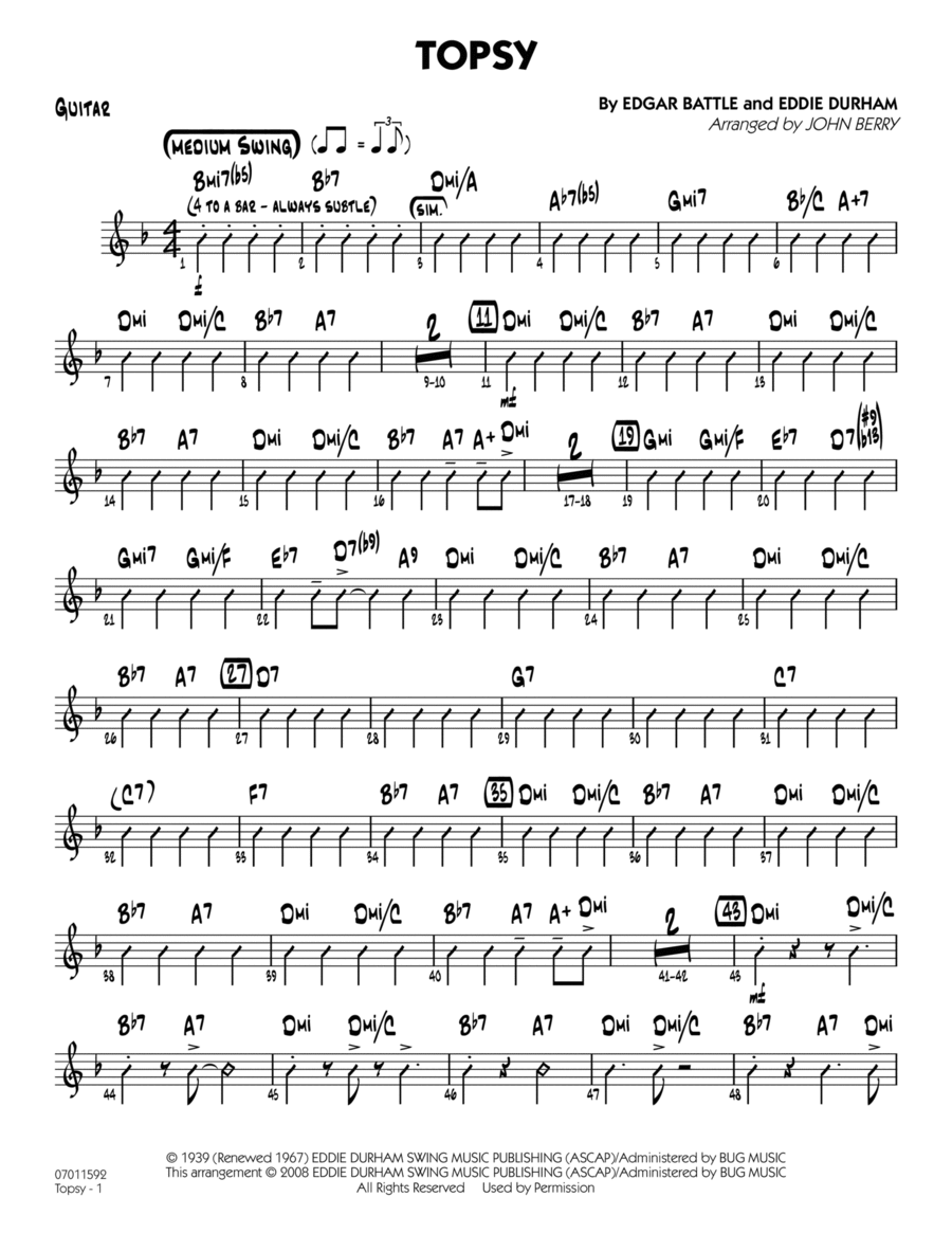 Topsy - Guitar Part scores gallery preview page 1