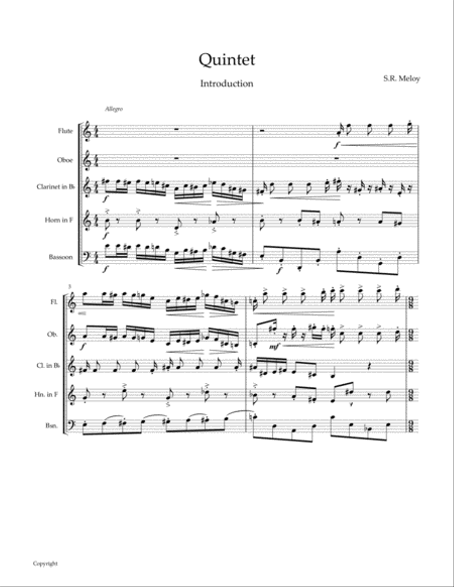 Introduction for Woodwind Quintet Woodwind Quintet scores gallery preview page 1