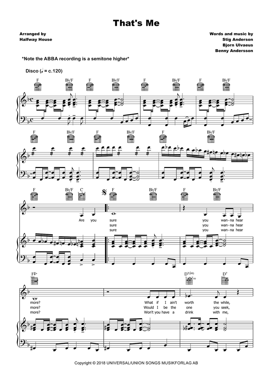 That's Me Piano, Vocal, Guitar scores gallery preview page 1