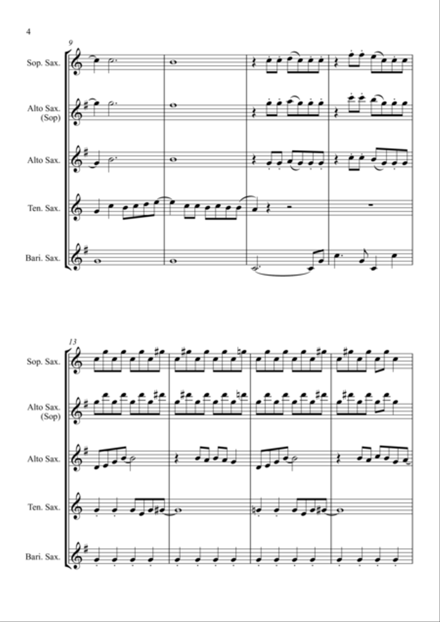 Mamma Mia Saxophone Quartet scores gallery preview page 4