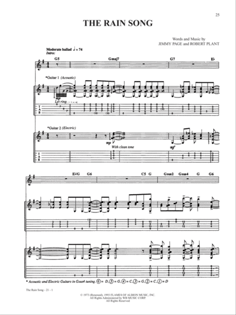 The Rain Song Guitar Tablature scores gallery preview page 1