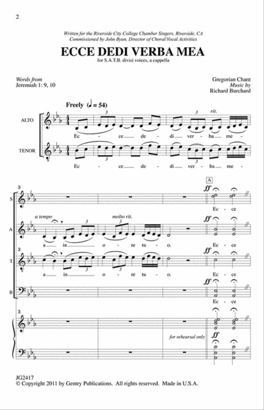 Ecce Dedi Verba Mea SSAATTBB scores gallery preview page 2