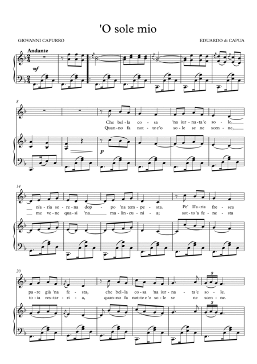 O sole mio (F Major) O sole mio (F Major) Voice scores gallery preview page 2
