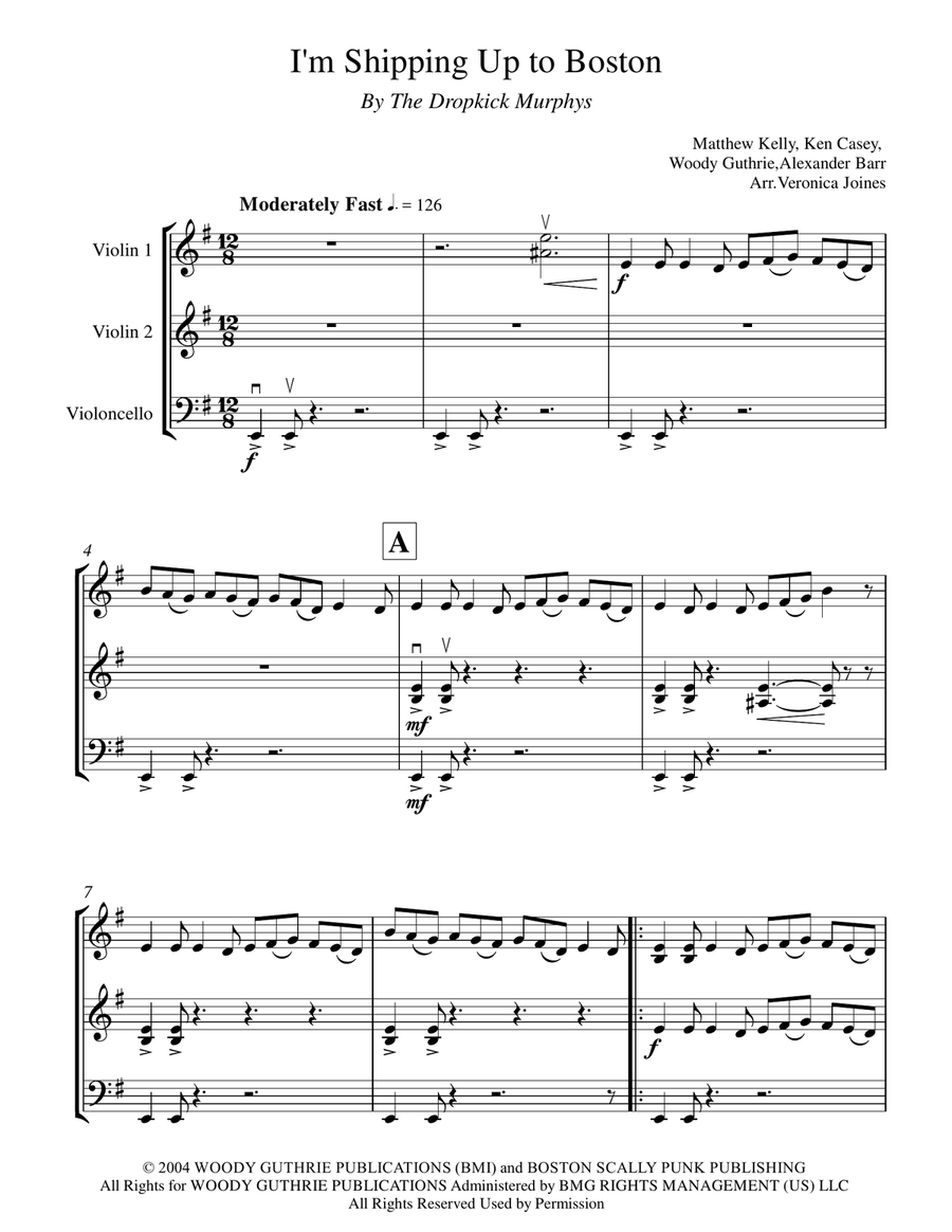I'm Shipping Up To Boston String Trio scores gallery preview page 2
