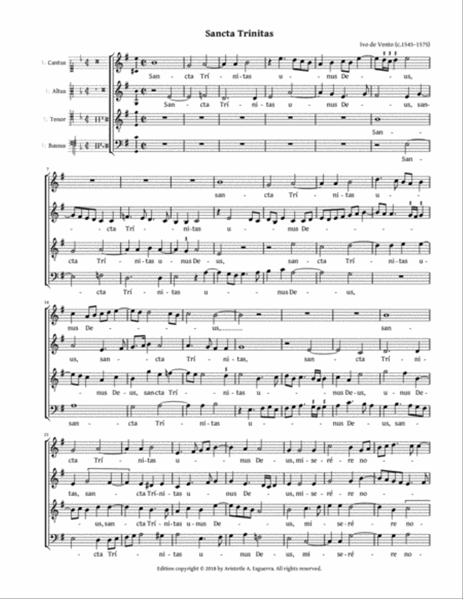 Sancta Trinitas (de Vento) 4-Part scores gallery preview page 1
