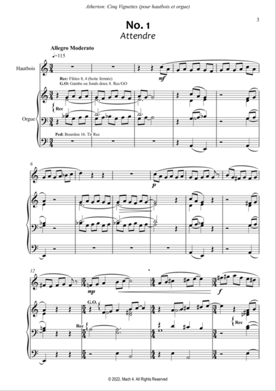 Cinq Vignettes Woodwind Duet scores gallery preview page 3