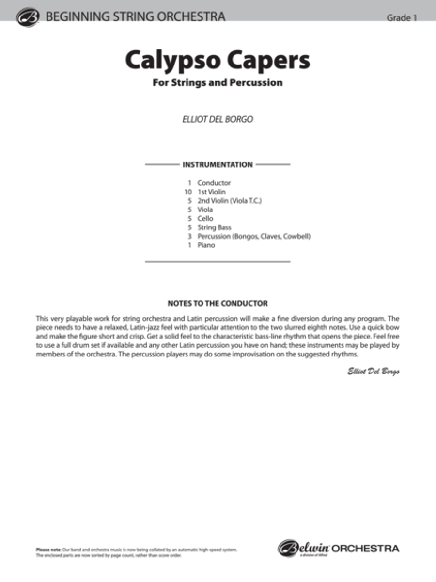 Calypso Capers (for Strings and Percussion) String Orchestra scores gallery preview page 2
