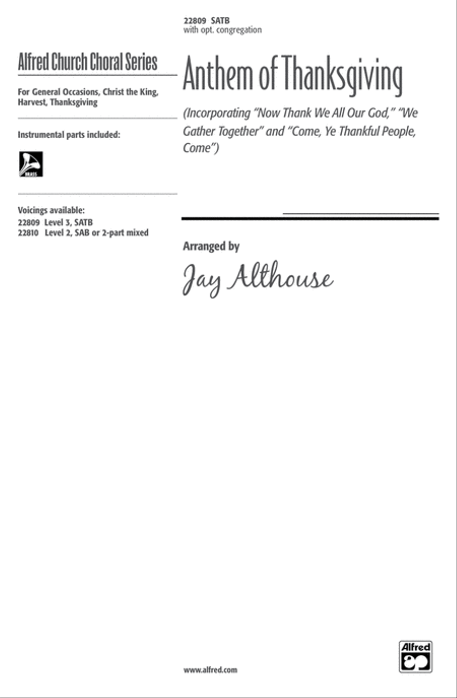 Anthem of Thanksgiving 4-Part scores gallery preview page 1