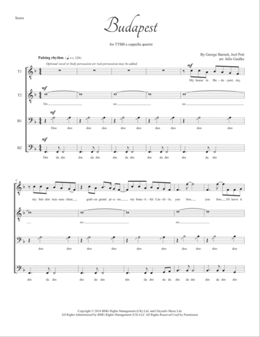 Budapest Budapest TTBB scores gallery preview page 1