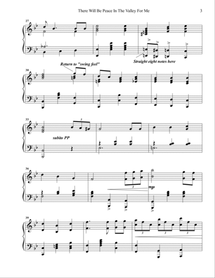 There Will Be Peace In The Valley For Me with I've Got Peace Like a River Piano Solo scores gallery preview page 3