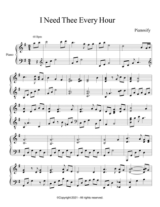 Book cover for PIANO - I Need Thee Every Hour (Piano Hymns Sheet Music PDF)