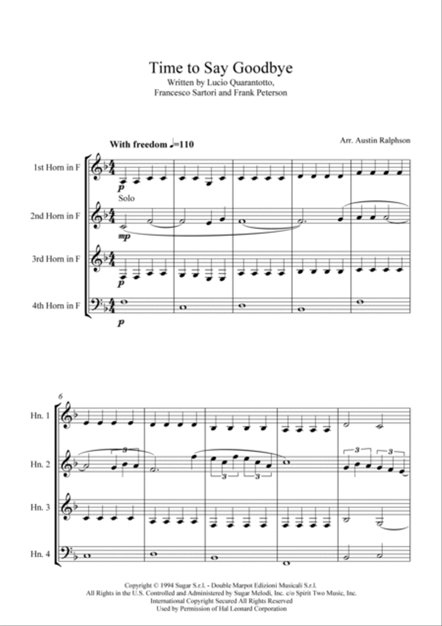 Time To Say Goodbye Horn scores gallery preview page 3