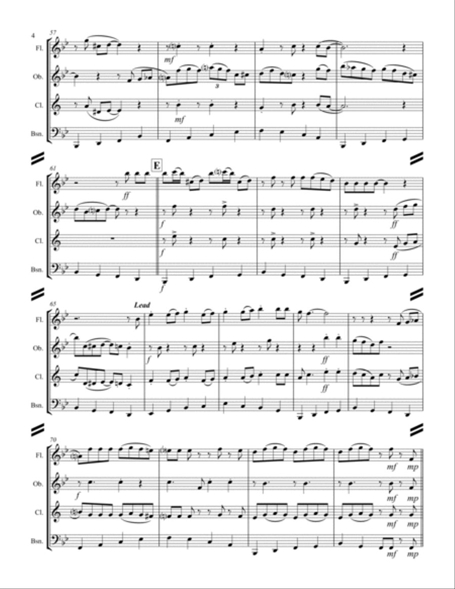 Boogie Woogie Bugle Boy Woodwind Quartet scores gallery preview page 5