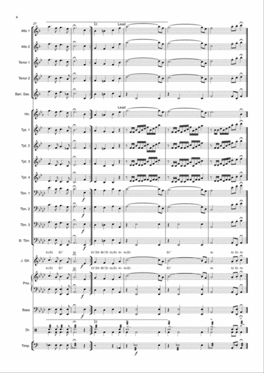 Advance Australia Fair Big Band Instrumental Jazz Ensemble scores gallery preview page 4