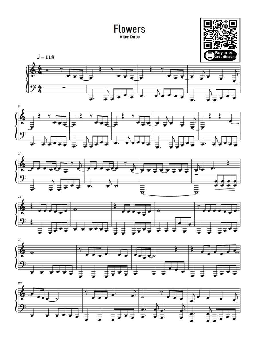 Flowers Easy Piano scores gallery preview page 1