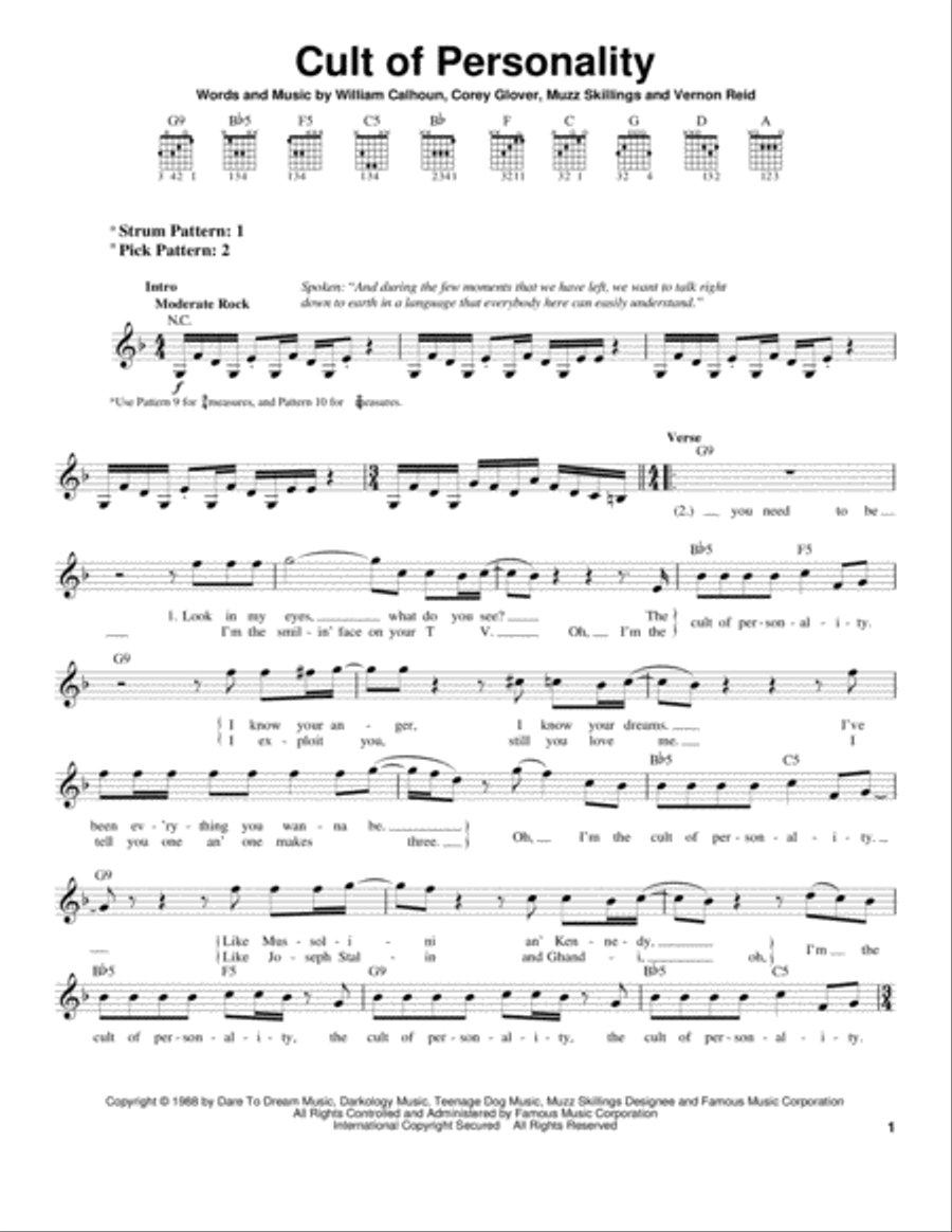 Cult Of Personality Electric Guitar scores gallery preview page 1