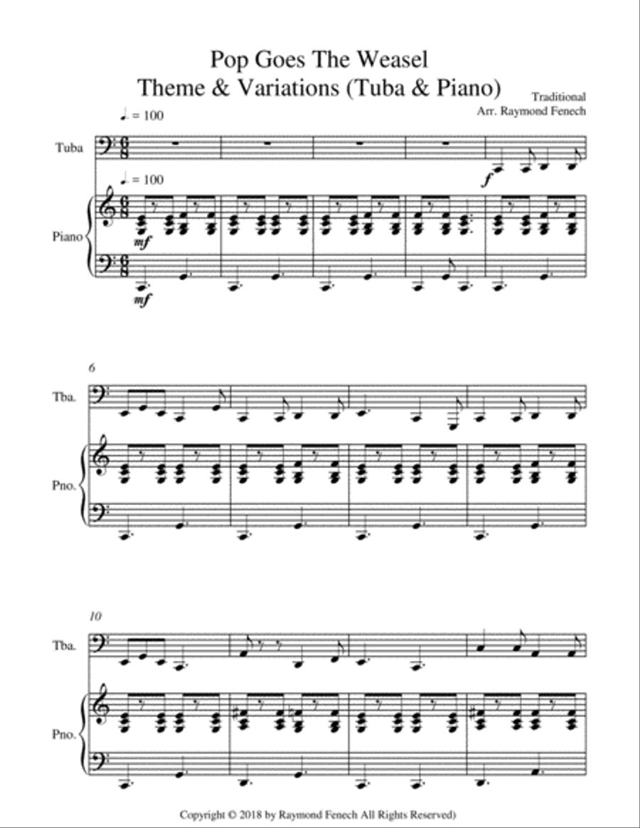 Pop Goes the Weasel - Theme and Variations For Tuba and Piano image number null