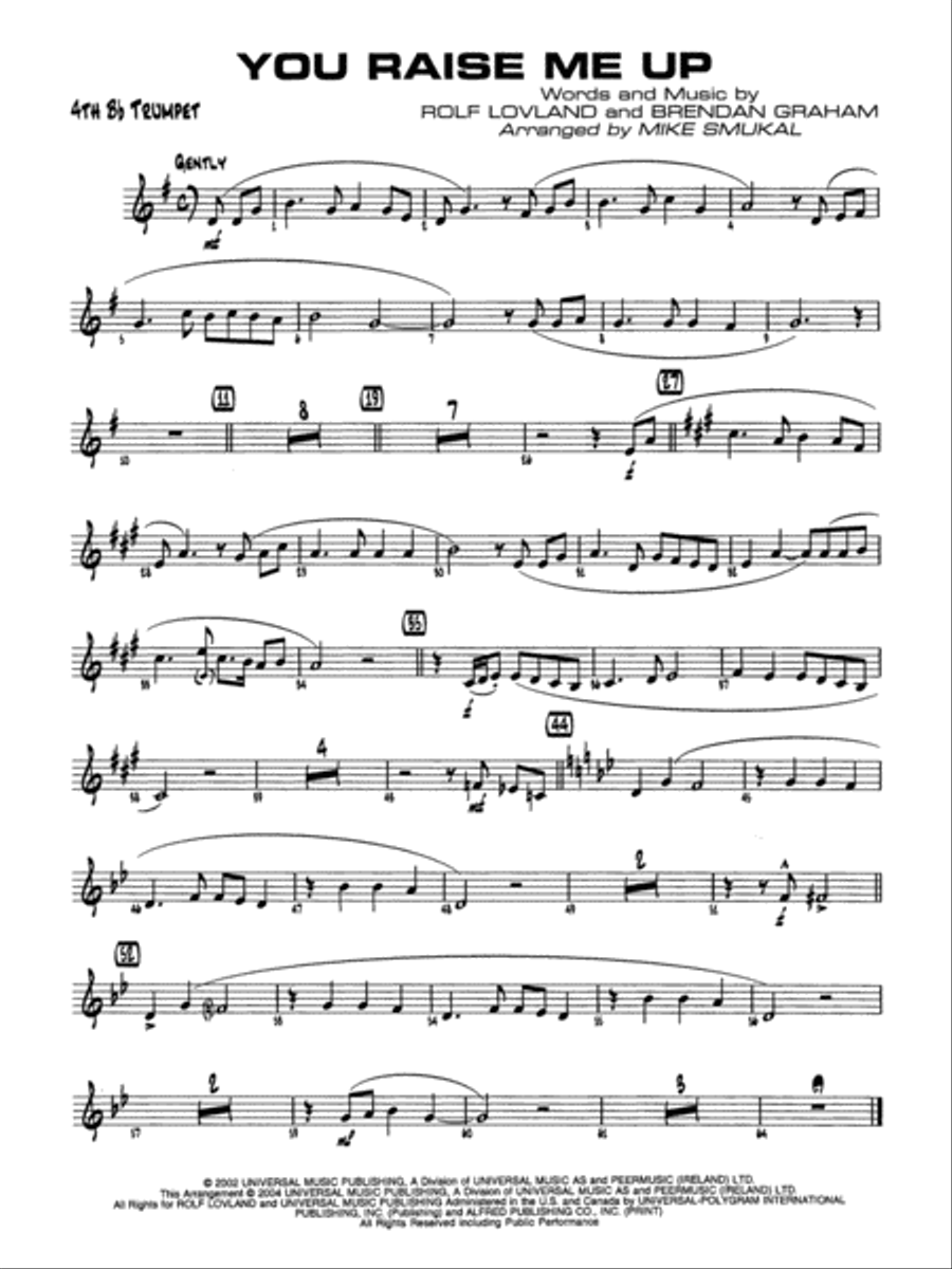 You Raise Me Up: 4th B-flat Trumpet Jazz Ensemble scores gallery preview page 1