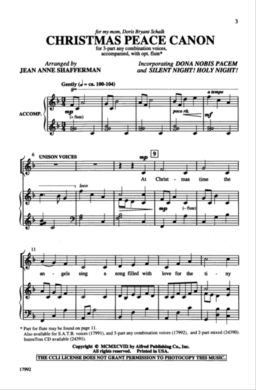 Christmas Peace Canon Christmas Peace Canon 3-Part scores gallery preview page 2