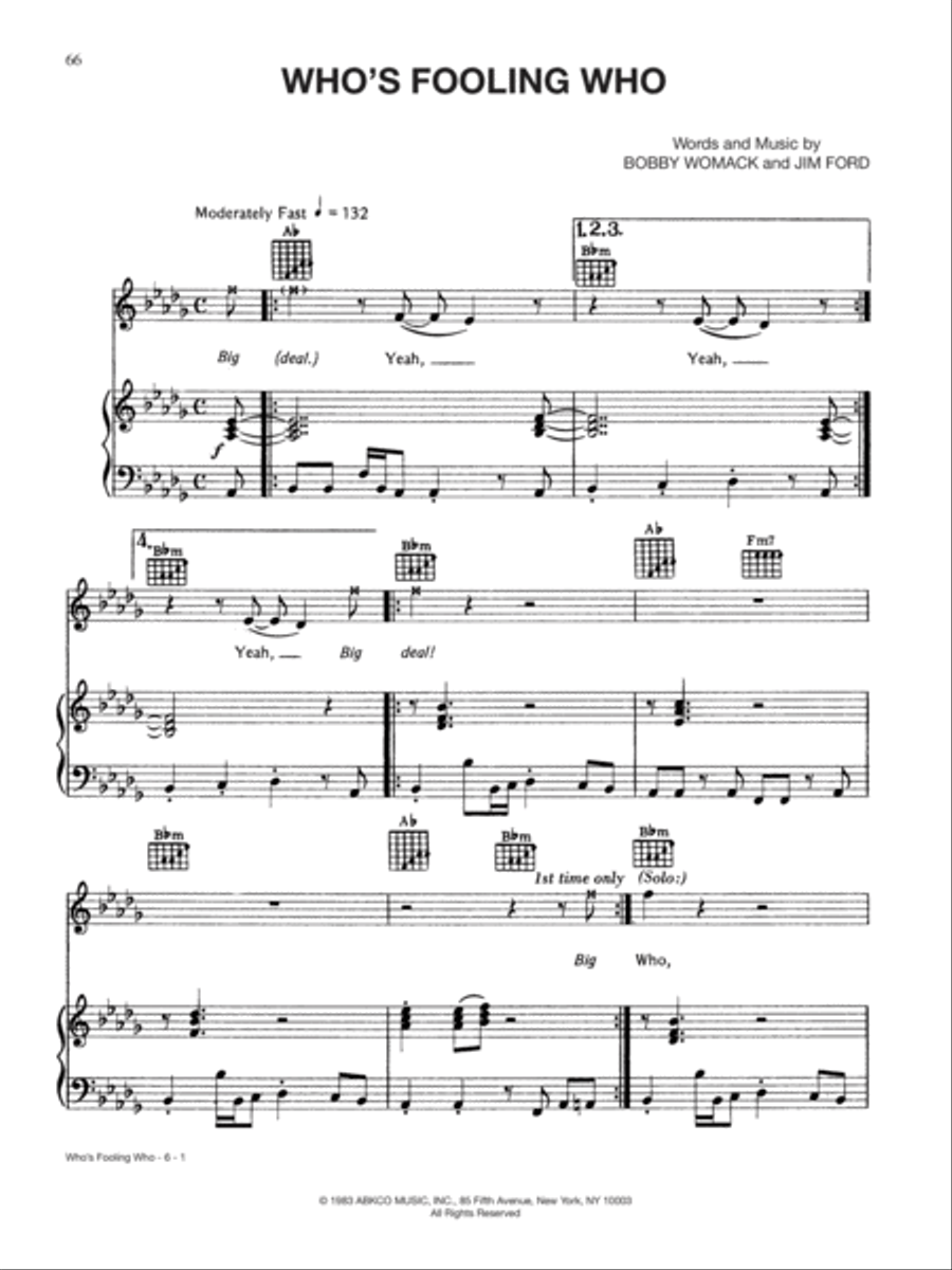 Who's Fooling Who Piano, Vocal, Guitar scores gallery preview page 1