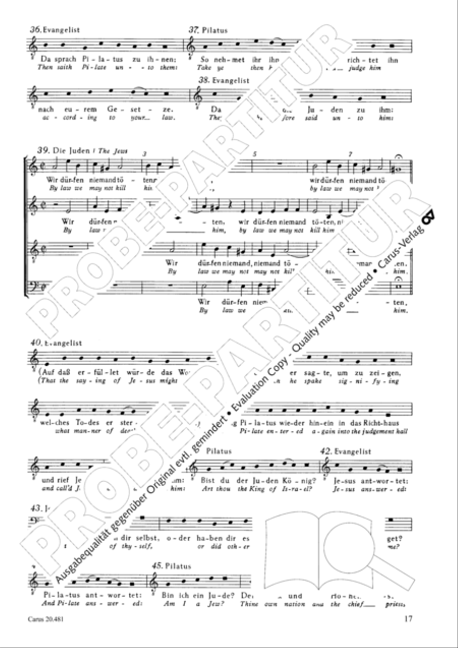 St. John Passion / The Passion of our Lord and Saviour Jesus Christ 4-Part scores gallery preview page 18